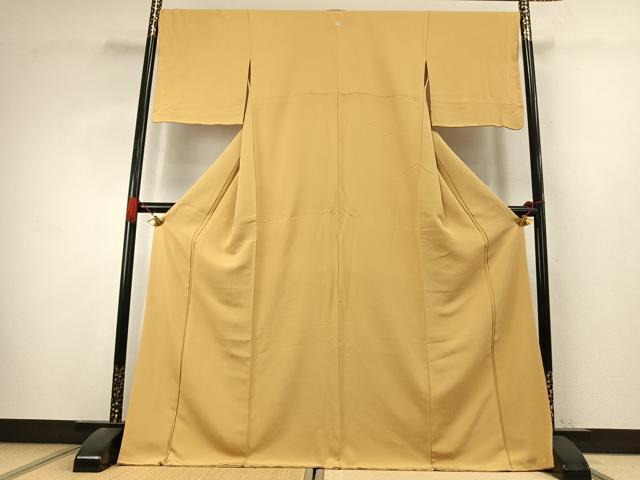 平和屋着物●上質な色無地 花葉色 ロング丈 正絹 逸品 AABK7598fy