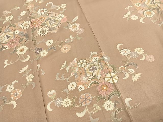 平和屋着物●訪問着 刺繍 花唐草文 金彩 ロング丈 正絹 逸品 未使用 AABK7599fy