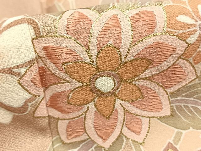 平和屋着物●訪問着 刺繍 花唐草文 金彩 ロング丈 正絹 逸品 未使用 AABK7599fy