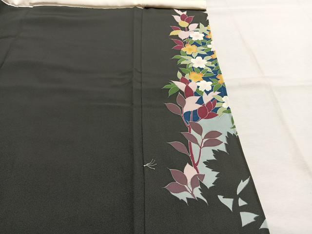 平和屋着物●豪華黒留袖 友禅 作家物 花鳥文 正絹 逸品 AABK7604fy