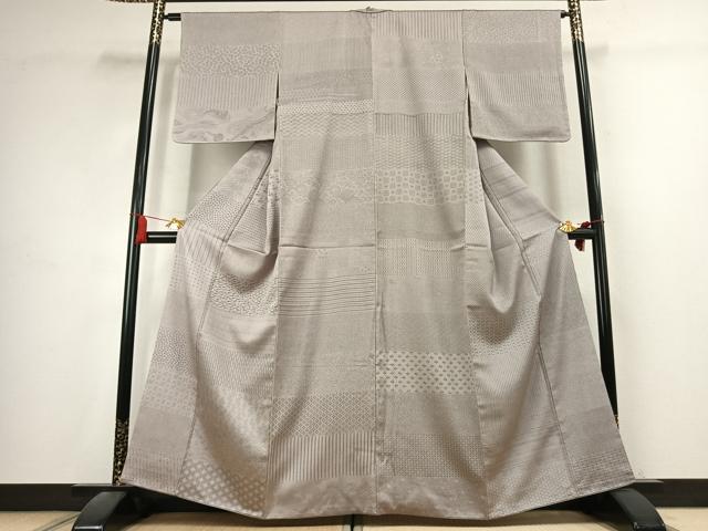 平和屋着物●江戸小紋 お召地 横段文 正絹 逸品 AABK7611fy
