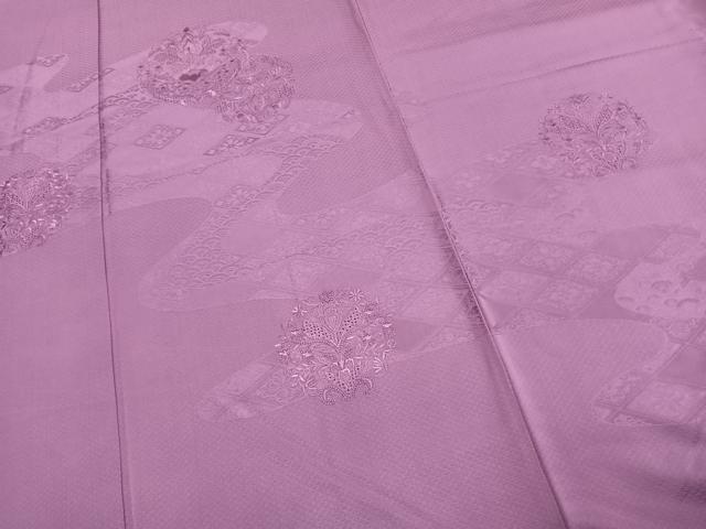 平和屋着物●無地絵羽訪問着 中国三大刺繍 汕頭刺繍 スワトウ刺繍 相良刺繍 総刺繍 吉祥花地紋 古代紫色 正絹 逸品 AABK7616fy