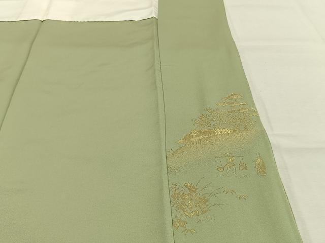 平和屋着物●豪華色留袖 寿光織 風景人物花文 金糸 正絹 逸品 AABK7617fy