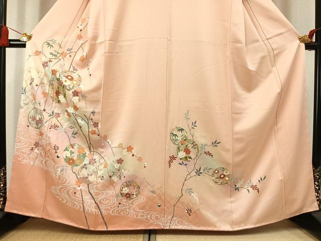 平和屋着物●訪問着 草花文 暈し染め 金彩 正絹 逸品 AABK7618fy