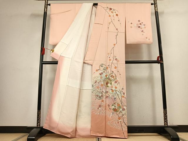 平和屋着物●訪問着 草花文 暈し染め 金彩 正絹 逸品 AABK7618fy