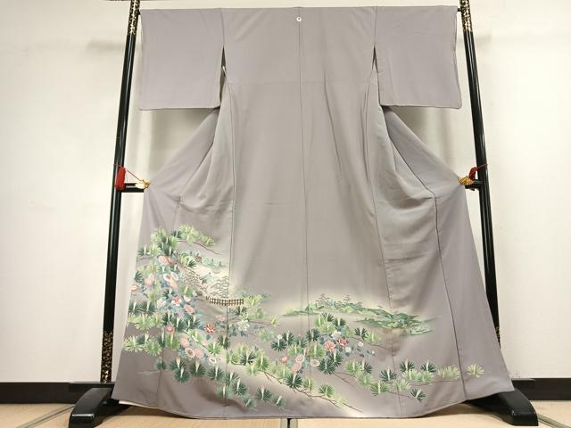 平和屋着物●豪華色留袖 友禅 風景枝松花文 暈し染め 正絹 逸品 AABK7620fy
