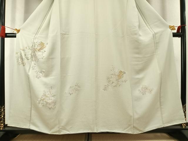 平和屋着物●訪問着 総刺繍 草花文 金糸 正絹 逸品 AABK7621fy