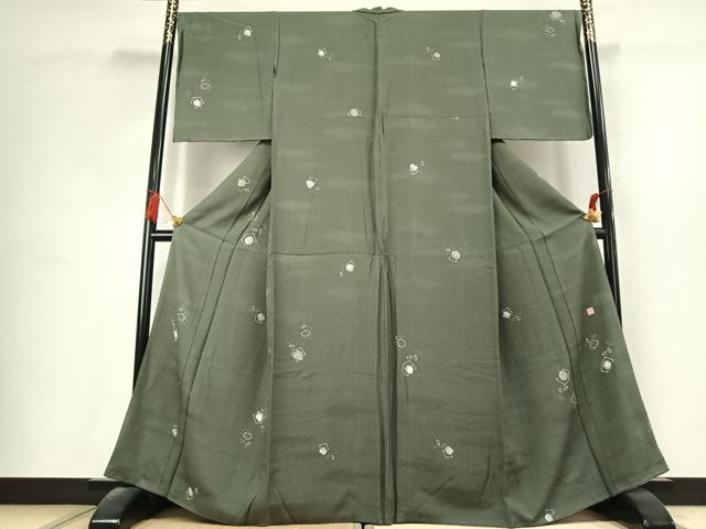 平和屋着物●上質な小紋 作家物 絞り 草花文 正絹 逸品 未使用 AABK7623fy