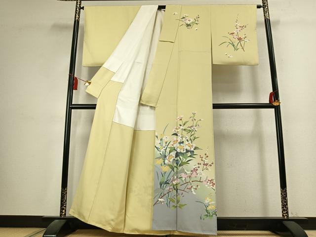 平和屋着物●訪問着 友禅 作家物 草花文 暈し染め 正絹 逸品 AABK7624fy