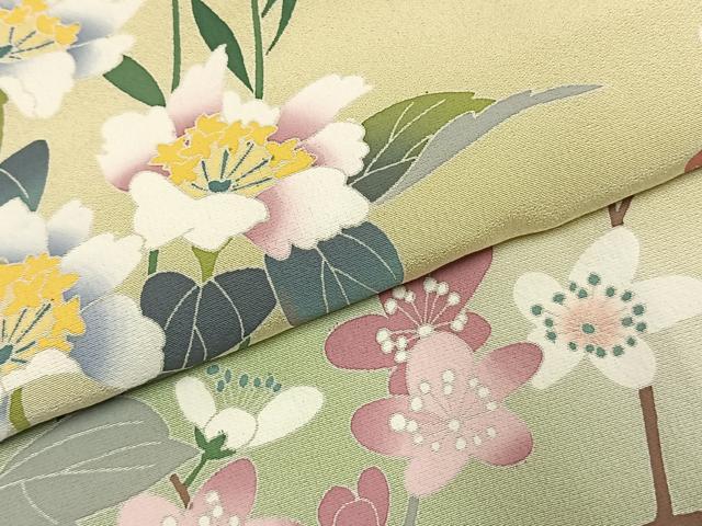 平和屋着物●訪問着 友禅 作家物 草花文 暈し染め 正絹 逸品 AABK7624fy