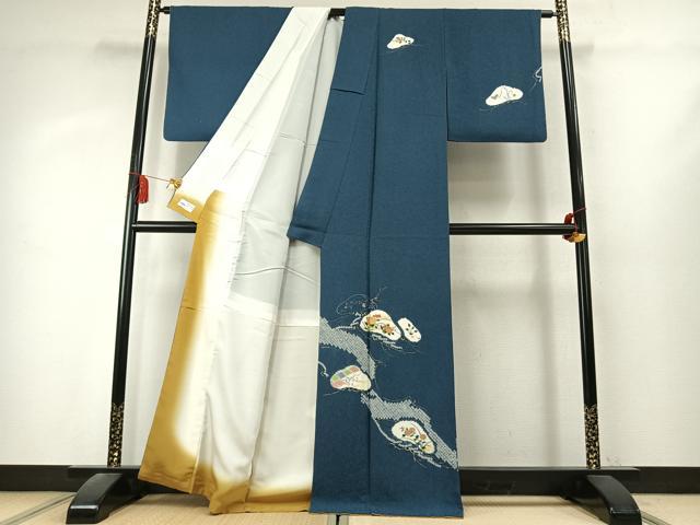 平和屋着物●訪問着 絞り 刺繍 草花文 金糸 金彩 やまと誂製 正絹 逸品 AABK7629fy