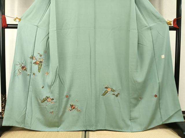 平和屋着物●江戸小紋 訪問着 作家物 総刺繍 辻が花 金銀糸 正絹 逸品 AABK7634fy