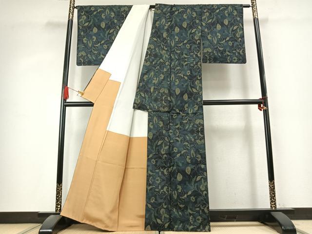 平和屋着物●本場大島紬 7マルキ 草花文 正絹 逸品 AABK7642fy