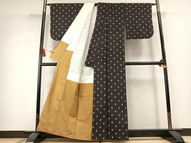 平和屋着物●上質な紬 十字絣 正絹 逸品 AABK7646fy