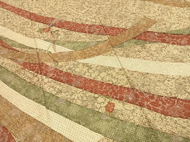 平和屋着物●訪問着 総絞り 刺繍 草花文 金糸 胴抜き仕立て ロング丈 正絹 逸品 AABK7657fy