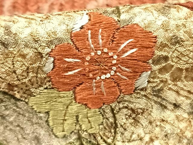 平和屋着物●訪問着 総絞り 刺繍 草花文 金糸 胴抜き仕立て ロング丈 正絹 逸品 AABK7657fy