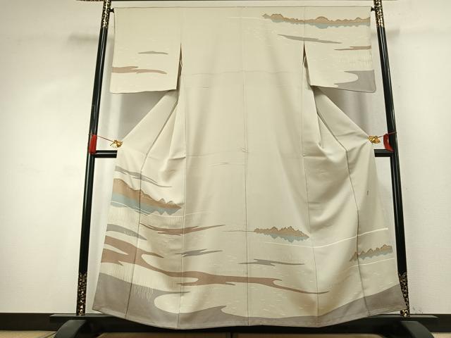 平和屋着物●訪問着 作家物 刺繍 風景文 正絹 逸品 未使用 AABK7659fy