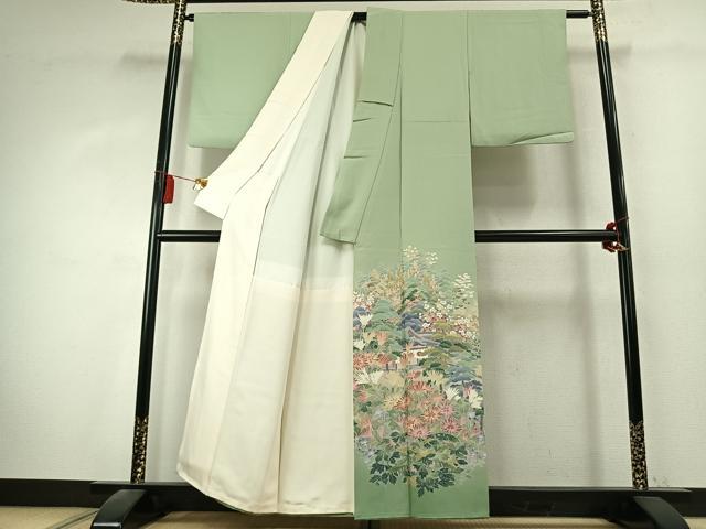 平和屋着物●豪華色留袖 友禅 作家物 風景花文 正絹 逸品 AABK7660fy