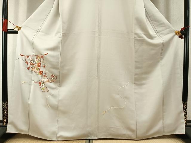 平和屋着物●訪問着 総刺繍 駒刺繍 熨斗花文 金糸 正絹 逸品 未使用 AABK7662fy