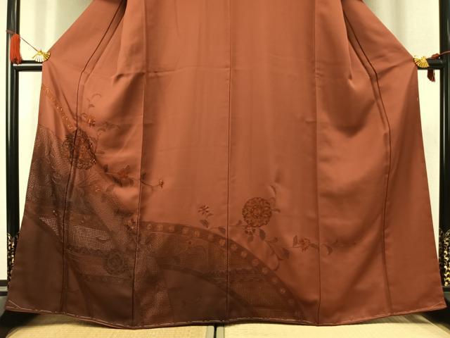 平和屋着物●訪問着 中国三大刺繍 汕頭刺繍 スワトウ刺繍 総刺繍 吉祥花文 暈し染め 正絹 逸品 未使用 AABK7664fy