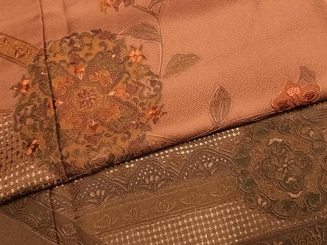 平和屋着物●訪問着 中国三大刺繍 汕頭刺繍 スワトウ刺繍 総刺繍 吉祥花文 暈し染め 正絹 逸品 未使用 AABK7664fy