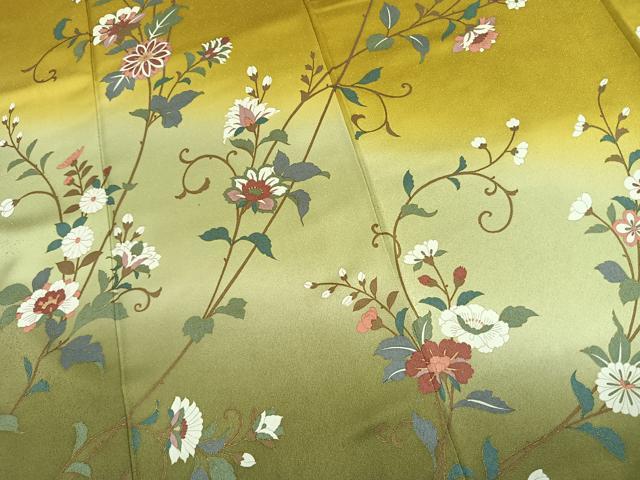 平和屋着物●訪問着 枝花文 暈し染め 金彩 正絹 逸品 AABK7666fy