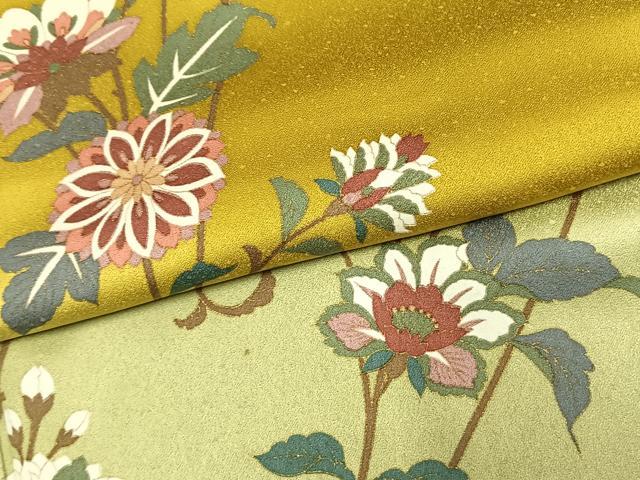 平和屋着物●訪問着 枝花文 暈し染め 金彩 正絹 逸品 AABK7666fy