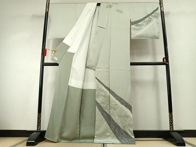 平和屋着物●訪問着 中国三大刺繍 汕頭刺繍 スワトウ刺繍 相良刺繍 絞り 草花文 やまと誂製 正絹 逸品 AABK7672fy