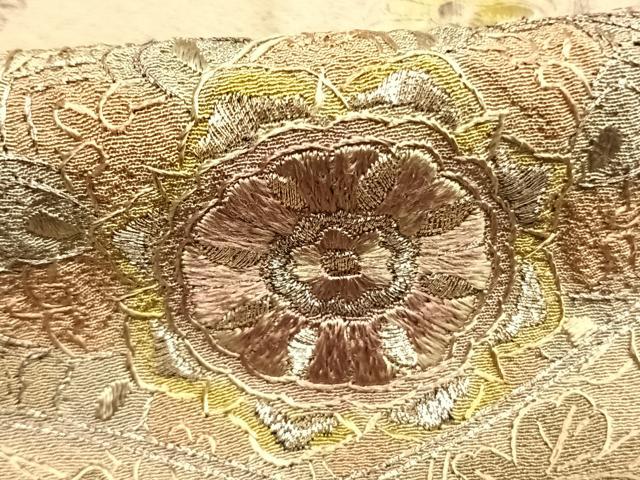 平和屋着物●訪問着 中国三大刺繍 汕頭刺繍 スワトウ刺繍 総刺繍 地紙花文 暈し染め 金銀糸 正絹 逸品 未使用 AABK7677fy