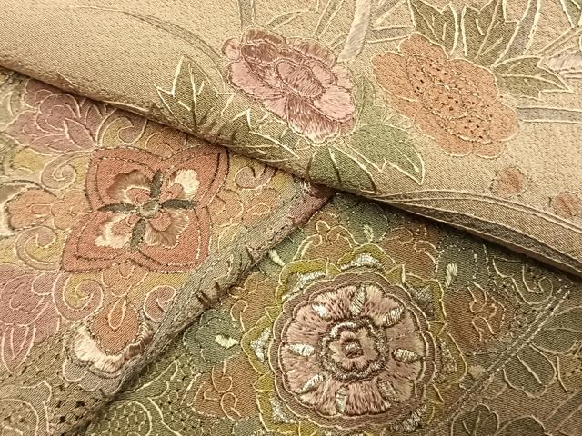 平和屋着物●訪問着 中国三大刺繍 汕頭刺繍 スワトウ刺繍 総刺繍 地紙花文 暈し染め 金銀糸 正絹 逸品 未使用 AABK7677fy