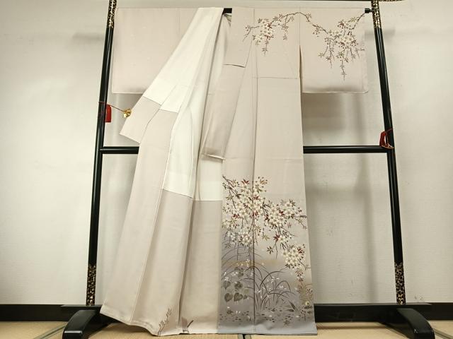 平和屋着物●夢工芸 染の新井 訪問着 恋瀬工房 手描き 枝桜文 暈し染め 金彩 保証書・反端付き 正絹 逸品 AABK7680fy