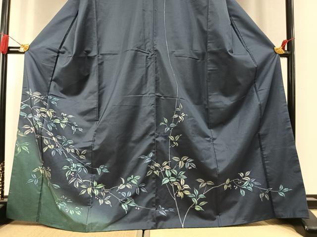 平和屋着物●本場染大島紬 訪問着 ろうけつ染め 南天文 正絹 逸品 AABK7682fy