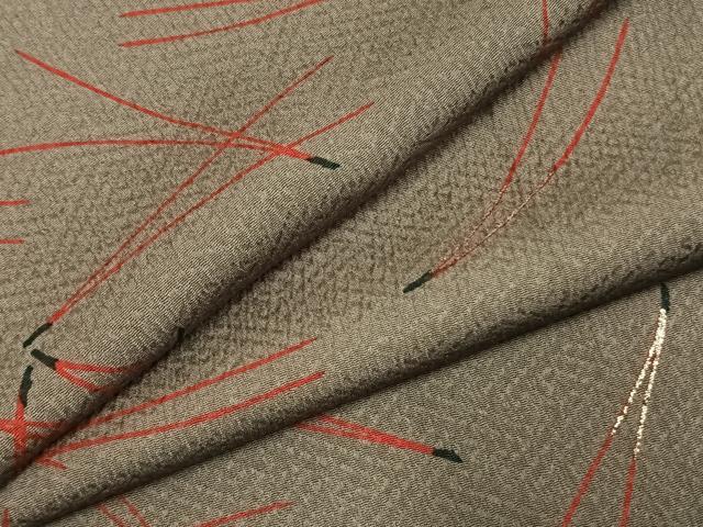 平和屋着物●上質な小紋 松葉文 金彩 正絹 逸品 AABK7683fy