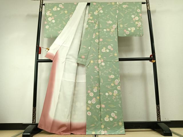 平和屋着物●上質な小紋 草花文 正絹 逸品 AABK7686fy
