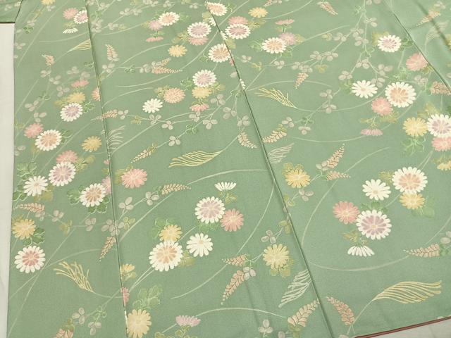 平和屋着物●上質な小紋 草花文 正絹 逸品 AABK7686fy