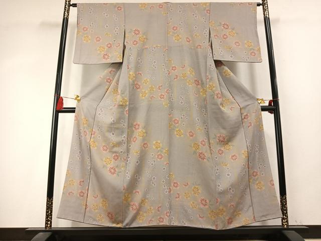 平和屋着物●上質な小紋 草花文 正絹 逸品 AABK7687fy