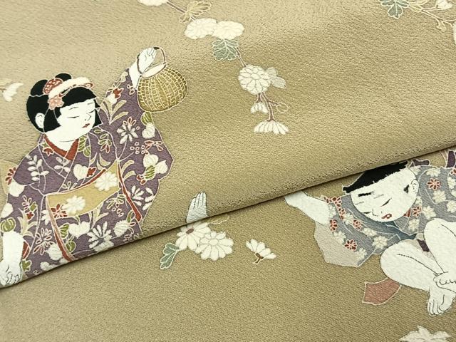 平和屋着物●訪問着 友禅 童子遊び 正絹 逸品 AABK7688fy