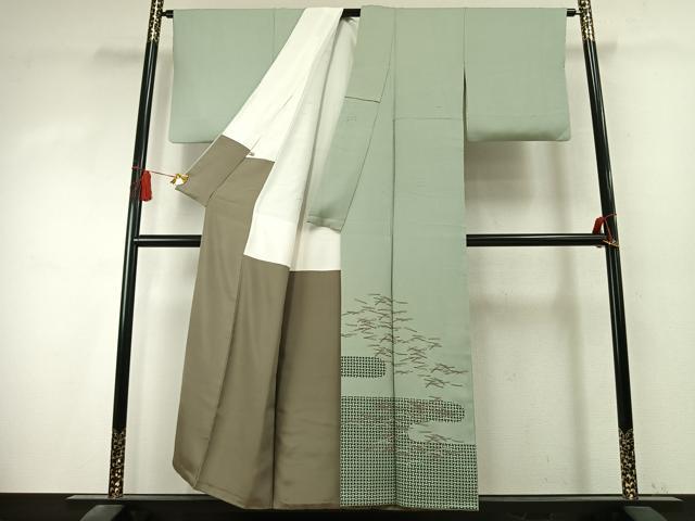 平和屋着物●染色の魔術師 染乃座・大久保玄才 そめのざ玄才 訪問着 松葉 芝文 正絹 逸品 AABK7691fy