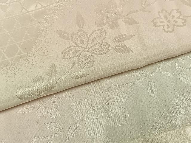 平和屋着物●振袖用長襦袢 無双仕立て 舞桜地紋 暈し染め 鈴乃屋扱い 半衿刺繍 正絹 逸品 AABK7693fy