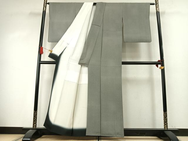 平和屋着物●伝統工芸士 保科信 江戸小紋 万筋 黒色×白色 正絹 逸品 AABK7700fy