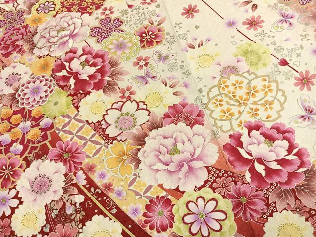 平和屋着物●豪華振袖 刺繍 花蝶文 暈し染め 金糸 金銀彩 銀通し地 正絹 逸品 AABK7704fy