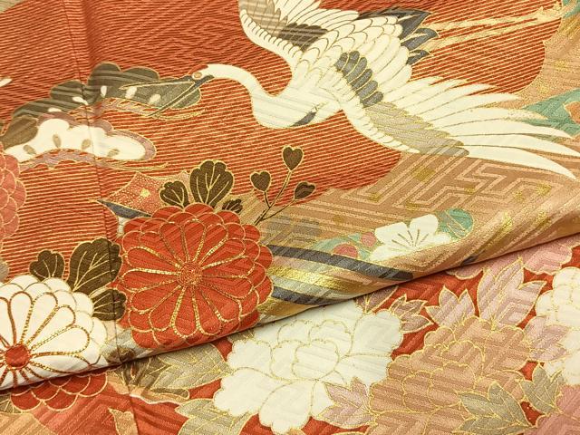 平和屋着物●豪華振袖 駒刺繍 花鳥文 暈し染め 金彩 正絹 逸品 AABK7706fy