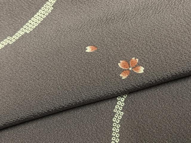 平和屋着物●上質な小紋 舞桜文 正絹 逸品 AABK7708fy