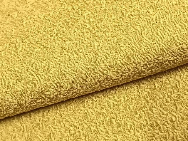 平和屋着物●本草木染作家 瑞寶 色無地 紋意匠 支子色 正絹 逸品 未使用 AABK7710fy