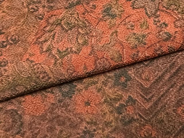 平和屋着物●上質な小紋 切嵌更紗花文 鬼しぼ縮緬 正絹 逸品 AABK7718fy