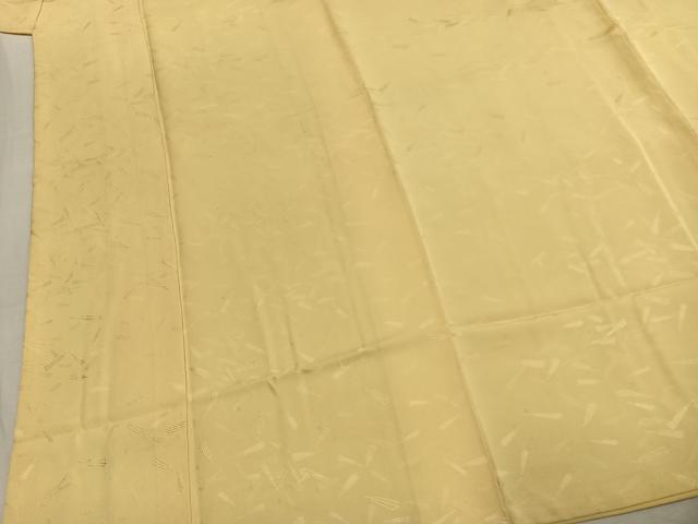 平和屋着物●上質な色無地 扇面地紋 淡黄色 正絹 逸品 AABK7720fy