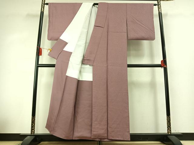 平和屋着物●上質な色無地 紋意匠 梅鼠色 正絹 逸品 AABK7721fy