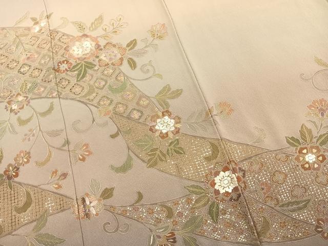 平和屋着物●訪問着 中国三大刺繍 汕頭刺繍 スワトウ刺繍 総刺繍 翠山刺繍 花唐草文 暈し染め 正絹 逸品 AABK7724fy