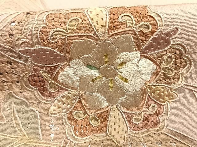 平和屋着物●訪問着 中国三大刺繍 汕頭刺繍 スワトウ刺繍 総刺繍 翠山刺繍 花唐草文 暈し染め 正絹 逸品 AABK7724fy