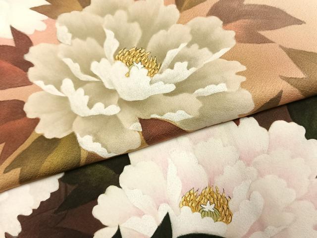平和屋着物●染色作家 おだに武士 訪問着 手描き 花蝶文 暈し染め 金彩 正絹 逸品 AABK7725fy